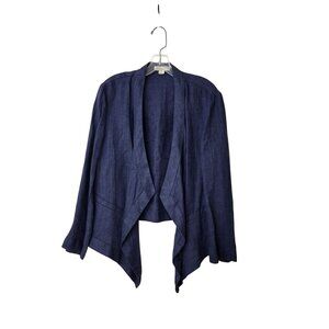 Coldwater Creek Classic Women's 100% Linen Open-Front Cardigan Jacket PM 10-12